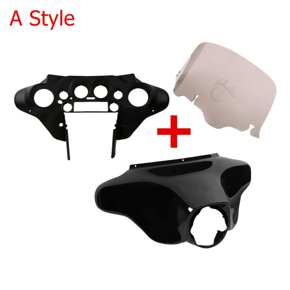 Motorcycle 8" Batwing Inner Outer Fairing Windshield For Harley Touring Electra Glide Street Road King 1996-2013