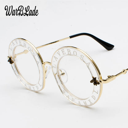 WarBLade Retro Round Glasses Clear Lens English Letters Little Bee Men Women Brand Glasses Fashion Male Female Oculos De Sol