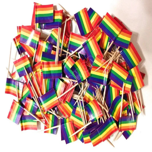 Free Shipping Rainbow Toothpick Flag Lesbian Gay Pride LGBT Flag Banner Colorful Rainbow Flag cooktail sticks