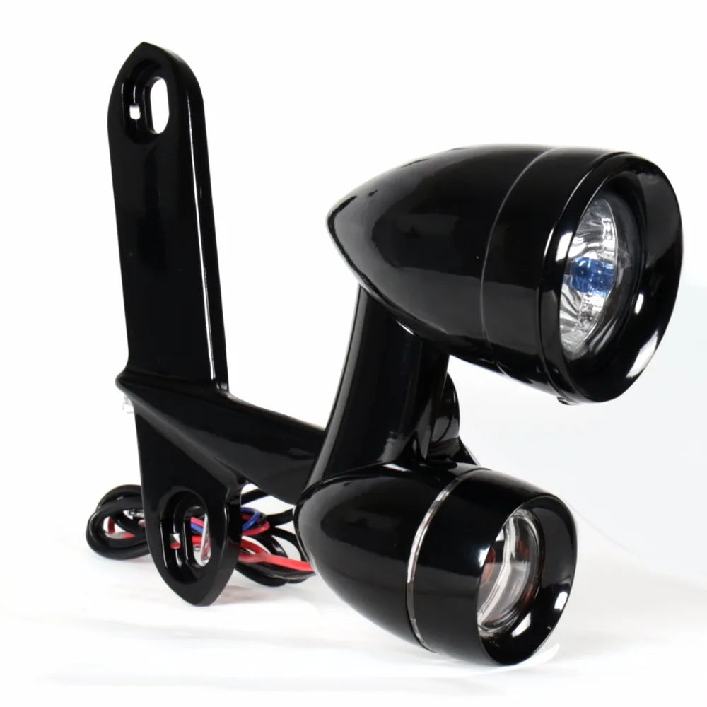 Gloss Black Fairing Mounted Driving Lights Turn Signals For Harley 1996-2013 Elctra Street Glide&1996-2023 Road King