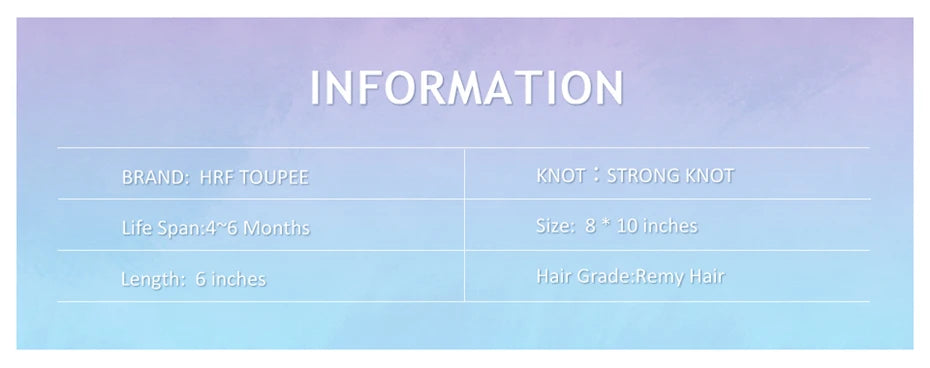 0.08mm Thickness PU Poly Base Double Knotted Toupee Human Hair Durable Time Long Lifespan Men's Capillary Prothesis