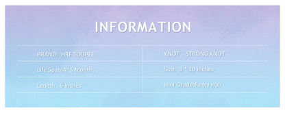 0.08mm Thickness PU Poly Base Double Knotted Toupee Human Hair Durable Time Long Lifespan Men's Capillary Prothesis