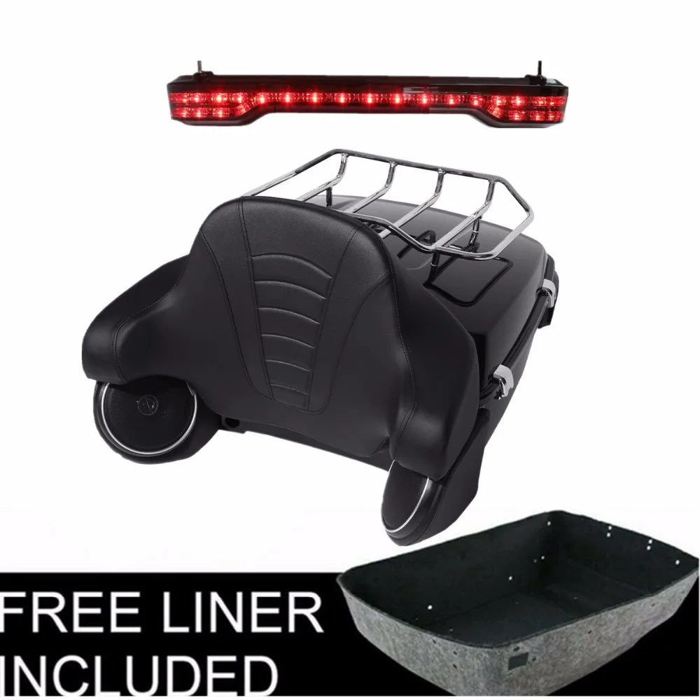 Motorcycle King Trunk LED Tail Light Speakers For Harley Touring Road King Street Glide Electra Glide 2014-2025