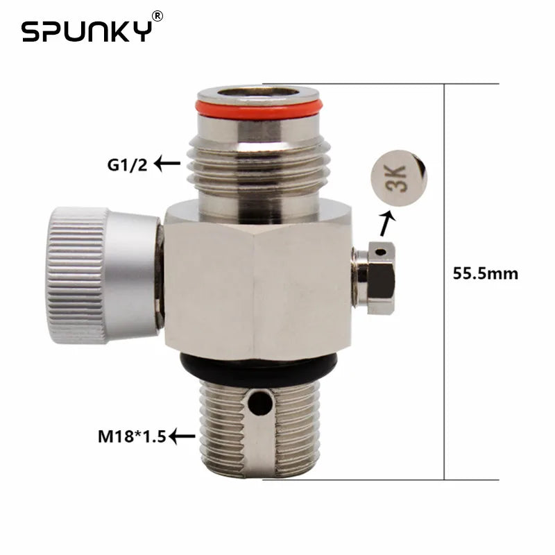 Paintball CO2 Tank Valve with On/Off Thread M18X1.5