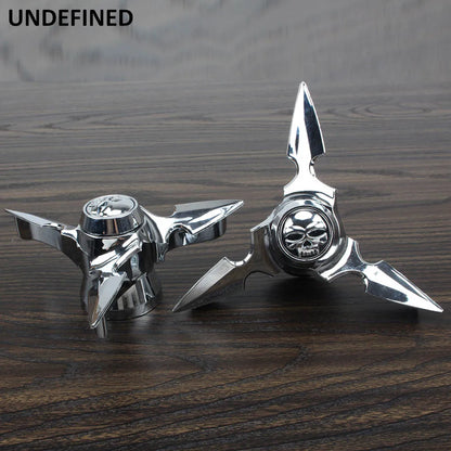 Motorcycle Chrome Skull Spun Blade Axle Caps Cover Front Axle Nut Covers For Harley Sportster Dyna Softail V-Rod Plastic