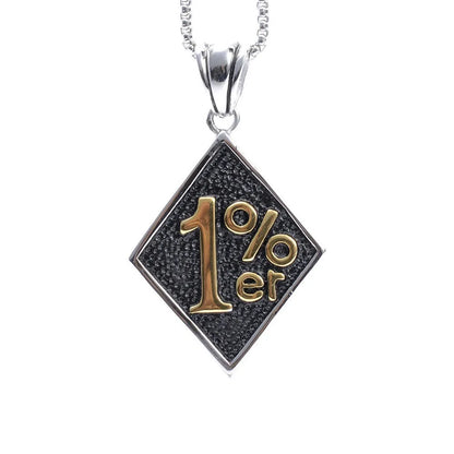 Silver color Gold color Men 1%er One Percenter Outlaw Biker Motorcycle Club Stainless Steel Pendant