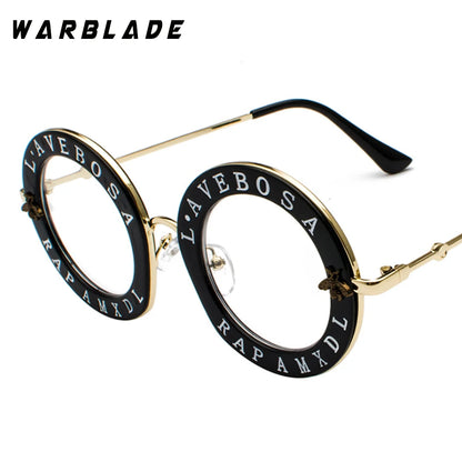 WarBLade Retro Round Glasses Clear Lens English Letters Little Bee Men Women Brand Glasses Fashion Male Female Oculos De Sol