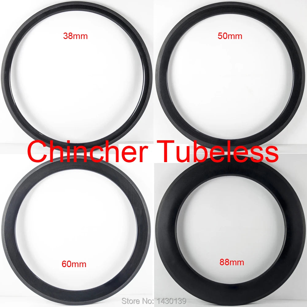 2Pcs New U shape 700C 38 50 60 88mm Road bike 3K UD full carbon fibre bicycle wheels carbon clincher tubeless rims 25mm width