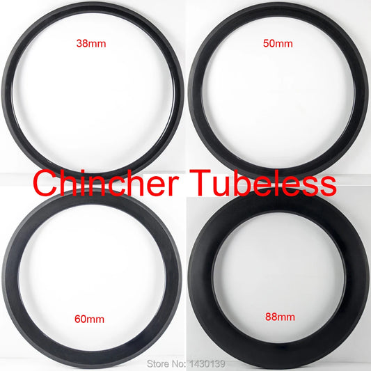 2Pcs New U shape 700C 38 50 60 88mm Road bike 3K UD full carbon fibre bicycle wheels carbon clincher tubeless rims 25mm width