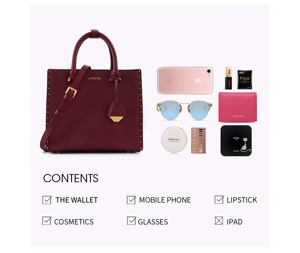 LA FESTIN New Women Leather Tote Bags Luxury Multifunctional Versatile Ladies Fashion Shoulder Crossbody Designer Handbag