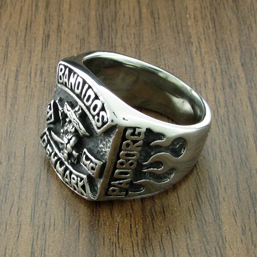 Punk 316L Stainless Steel Bandidos Denmark MEX Ring for Mexican Rings Jewelry