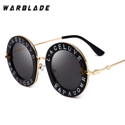 2020  Fashion Bees Retro Round Letters Transparent Frame Tint Lens Sunglasses Trending Ladies Summer Sun Glasses