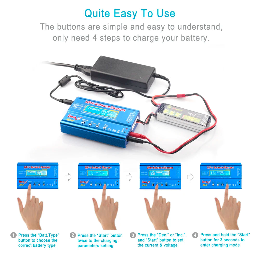 iMAX B6 80W Battery Charger For Lipo NiMh Li-ion Ni-Cd Digital Lipro Balance Charger Discharger AC Power 15V 6A Adapter Rc Car