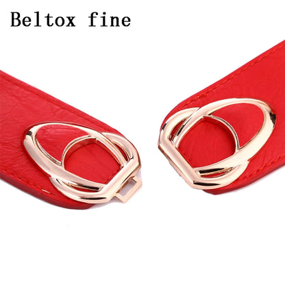 Fashion Thick PU Leather Elastic Wide Belts for Women Stretch Waist Dress Plus Size