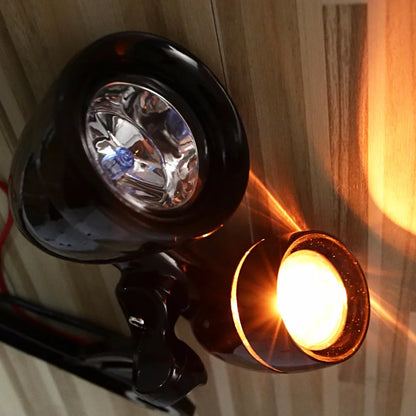 Gloss Black Fairing Mounted Driving Lights Turn Signals For Harley 1996-2013 Elctra Street Glide&1996-2023 Road King