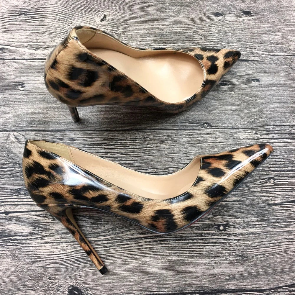 Leopard Print Sexy Women Pumps Shoes Women High Heels Pointed Toe Wedding Shoes 12cm Chaussure Femme QP023 ROVICIYA