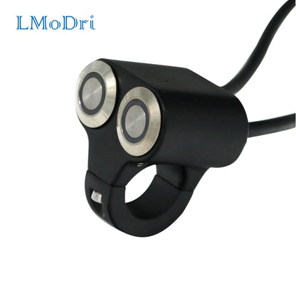 LMoDri 22mm Handlebar Motorcycle Switches ATV Scooter Headlight Hazard Brake Fog Light Switch ON-OFF Aluminum With Indicator DIY