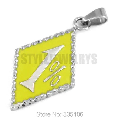Wholesale Black Red Blue Yellow One Percent Pendant Stainless Steel Jewelry Classic 1% ER Biker Mens Women Pendant SWP0063A