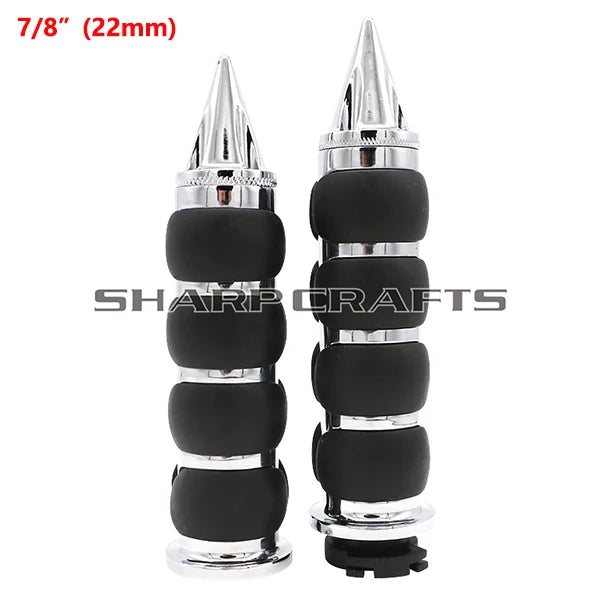 1" 25mm & 7/8'' 22mm Billet Rubber Flame Spike Hand Grips For Harley Honda Kawasaki Suzuki Yamaha  Bikes Cruiser Chopper Custom