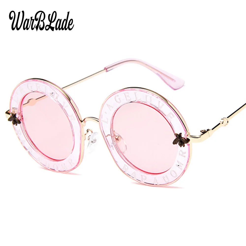 2020 Men Women Black Retro Round Sunglasses English Letters Little Bee Brand Glasses Designer Fashion Male Female Oculos De Sol