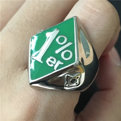 Drop Shipping Fashion Green Red 1%ER Biker Ring 316L Stainless Steel Hot Motor Biker Club Ring