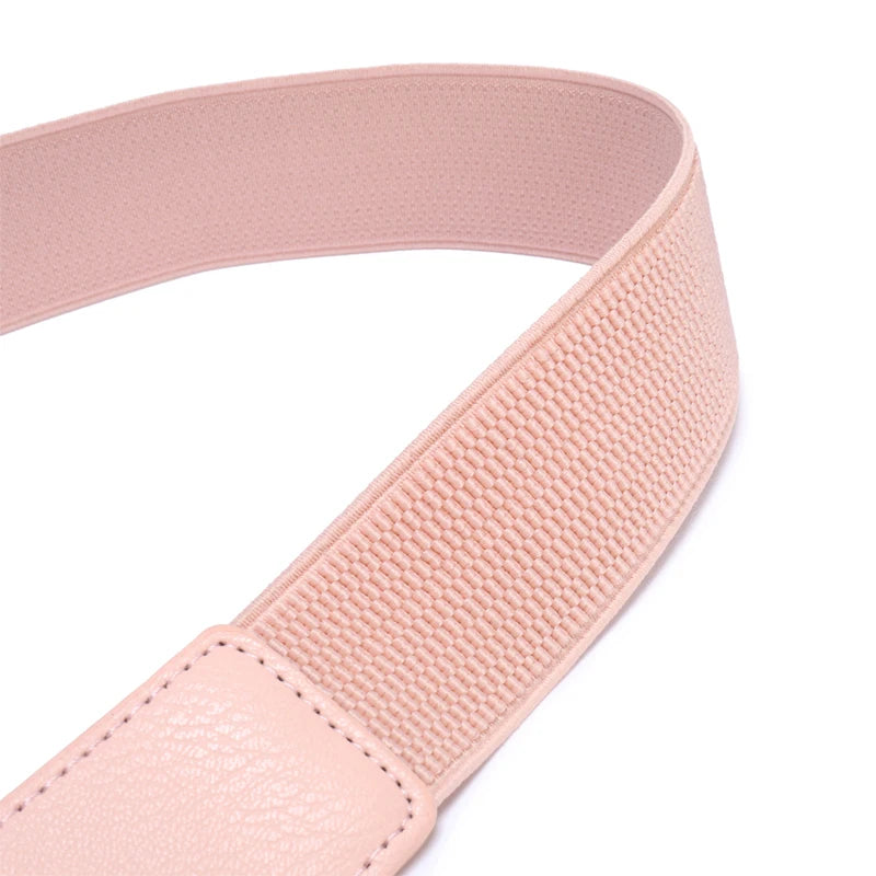 Fashion Thick PU Leather Elastic Wide Belts for Women Stretch Waist Dress Plus Size