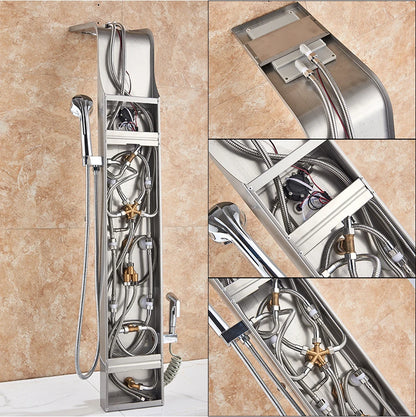 LED Light Bathroom Shower Panel Intelligent LCD Shower Column System with 6 Modes Rain Waterfall Massage Jet Bath Mixer Tap