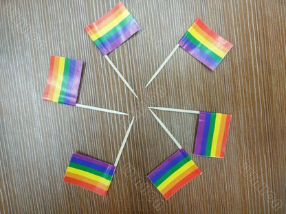 Free Shipping Rainbow Toothpick Flag Lesbian Gay Pride LGBT Flag Banner Colorful Rainbow Flag cooktail sticks