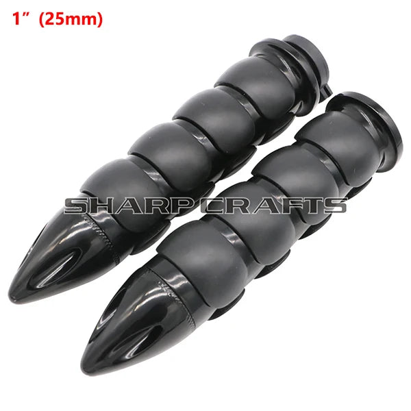 1" 25mm & 7/8'' 22mm Billet Rubber Flame Spike Hand Grips For Harley Honda Kawasaki Suzuki Yamaha  Bikes Cruiser Chopper Custom