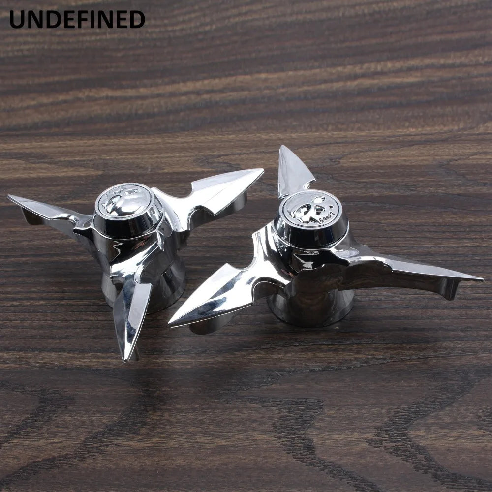 Motorcycle Chrome Skull Spun Blade Axle Caps Cover Front Axle Nut Covers For Harley Sportster Dyna Softail V-Rod Plastic
