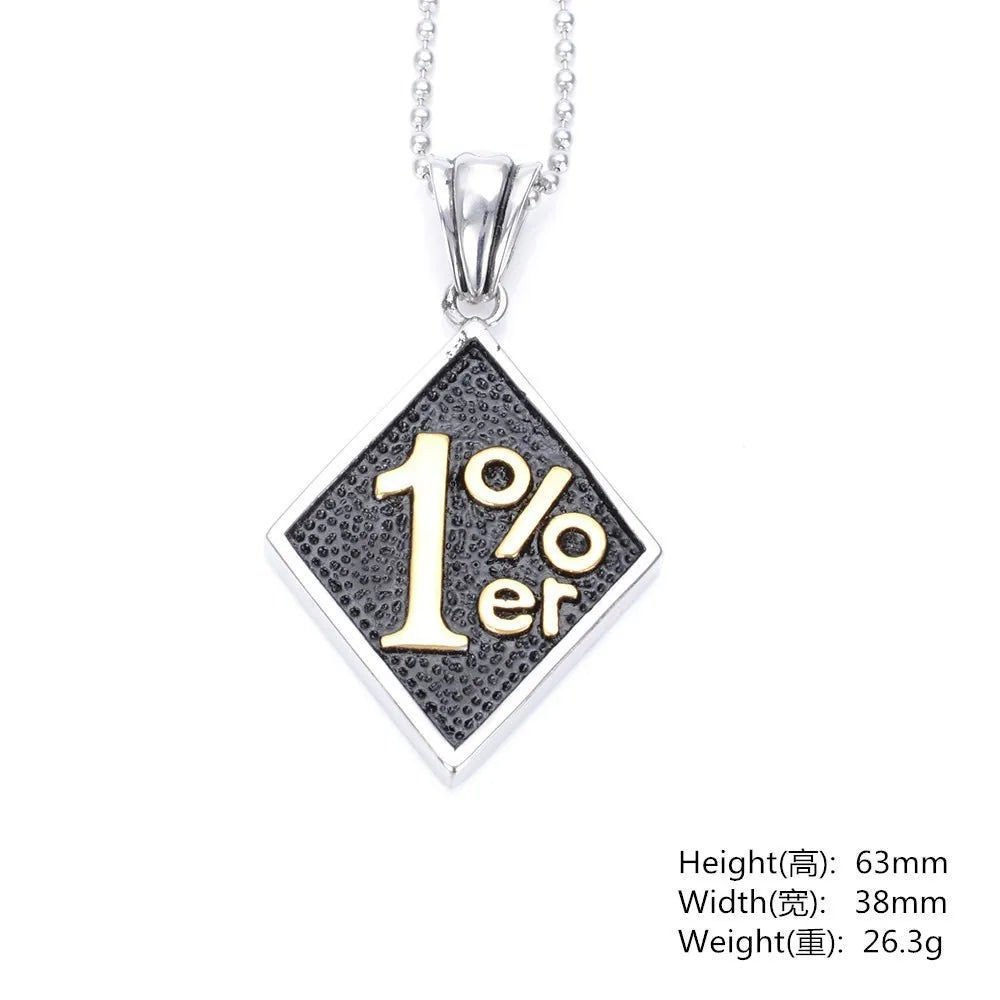 Silver color Gold color Men 1%er One Percenter Outlaw Biker Motorcycle Club Stainless Steel Pendant