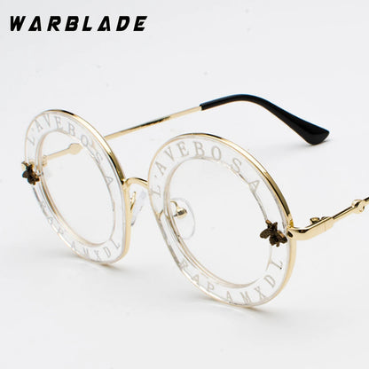 WarBLade Retro Round Glasses Clear Lens English Letters Little Bee Men Women Brand Glasses Fashion Male Female Oculos De Sol