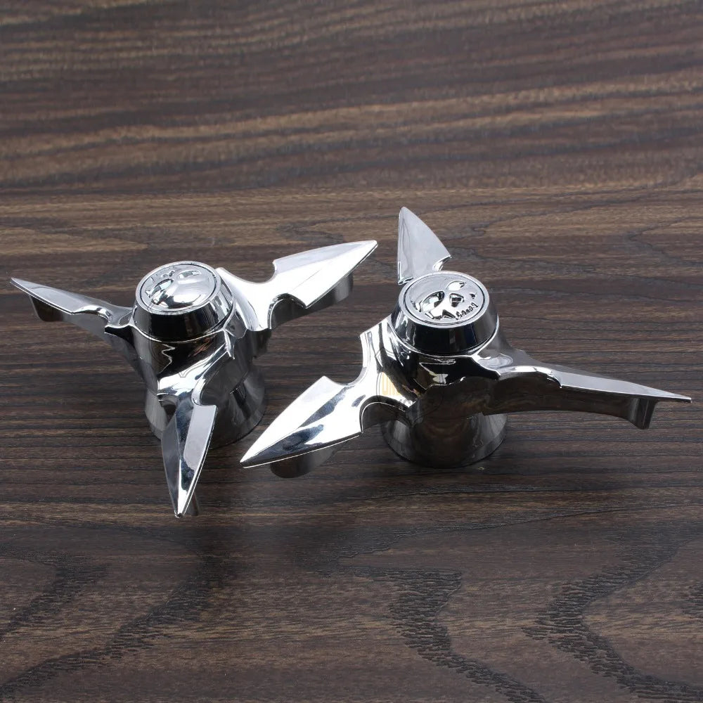 Motorcycle Chrome Skull Spun Blade Axle Caps Cover Front Axle Nut Covers For Harley Sportster Dyna Softail V-Rod Plastic