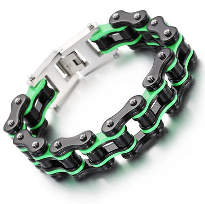 Punk Men's Orange Bicycle Bike Bracelets & Bangles Black Motorcycle Chain Bracelet Men Women Stainless Steel Biker Wrist Jewelry