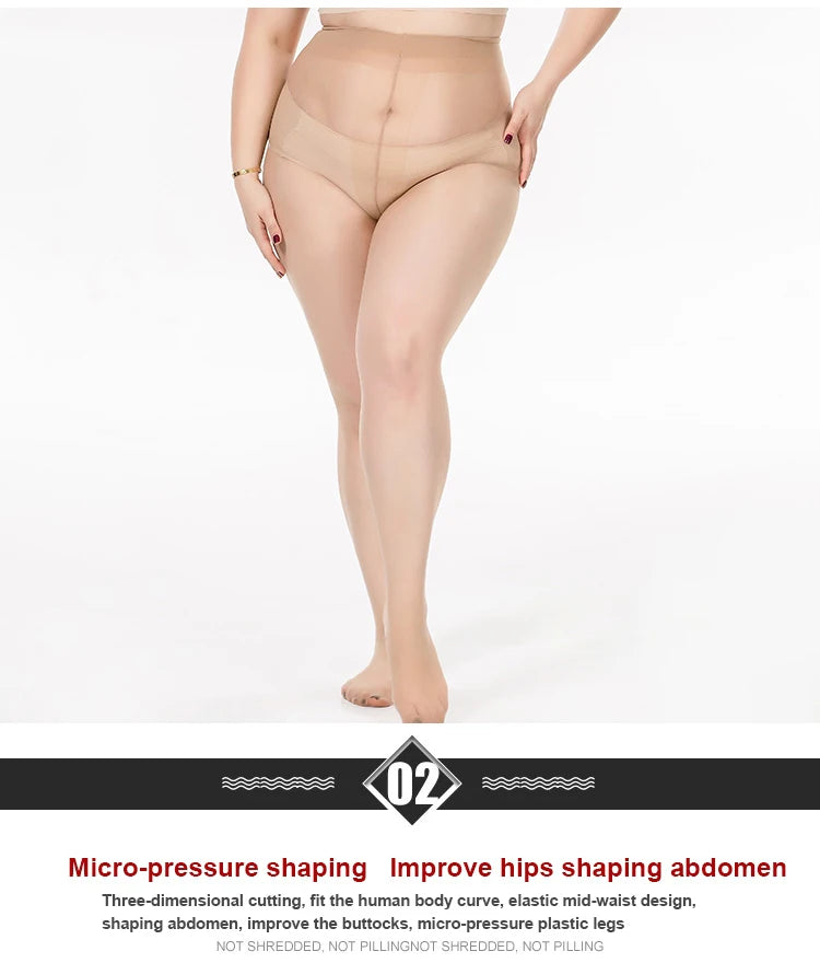 Summer Thin Large Size Tights Anti-hook Tear Resistant Super Elastic Magical T Crotch Seamless Pantyhose Plus Size Nylons Lady