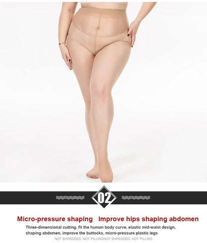 Summer Thin Large Size Tights Anti-hook Tear Resistant Super Elastic Magical T Crotch Seamless Pantyhose Plus Size Nylons Lady