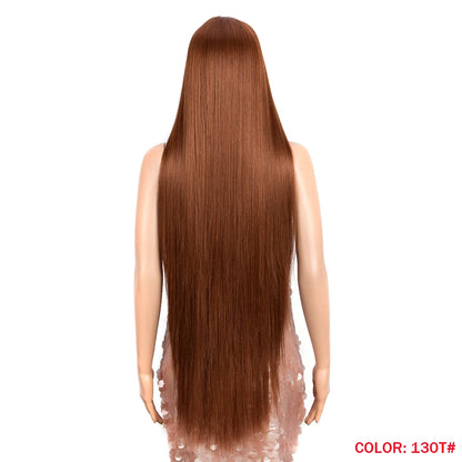 38 inch Straight Long Hair Synthetic Lace Front Wigs For Women High Temperature Hair Ombre 613 Red Cosplay Wigs Synthetic Hair
