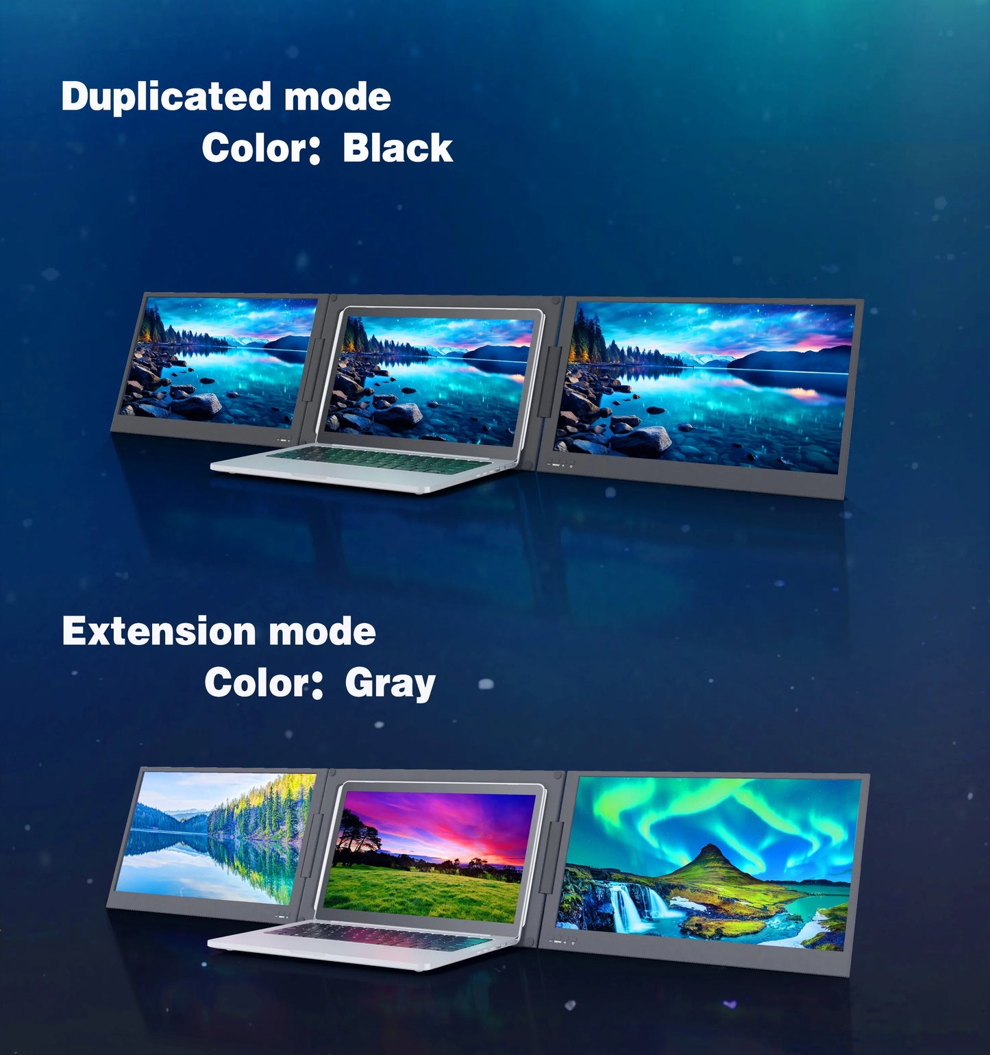 OEM/ODM Factory-Approved Triple Laptop Screen Extender Dual 15.6 Inch 1080P LCD Monitors Portable Tri Screen Monitor for IPS TFT