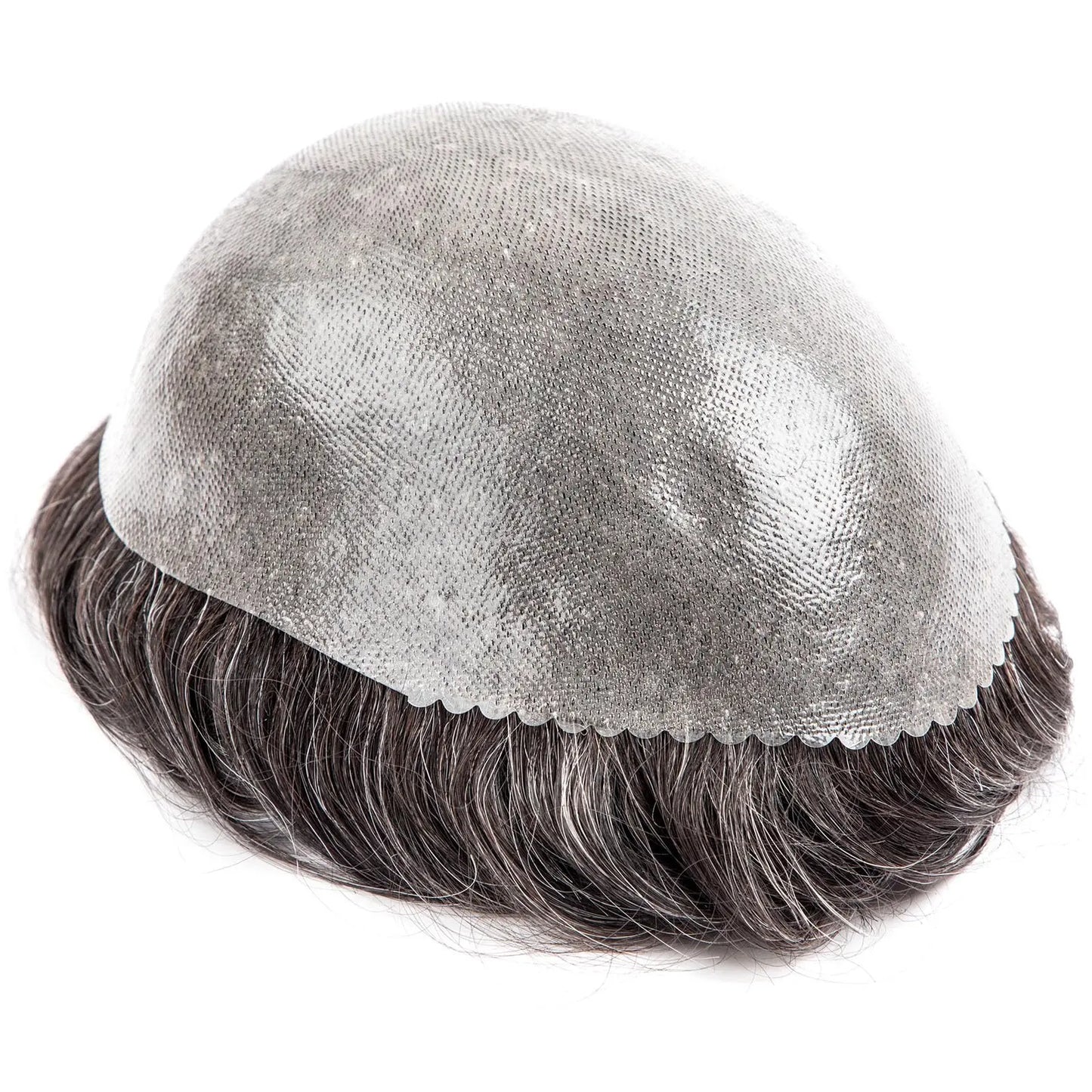 Men's Toupee #1B10 Full PU Base V-loops 8x10 Inches 130% High Density Human Hair Black Thin Skin 0.06 mm BOSQUE Beauty