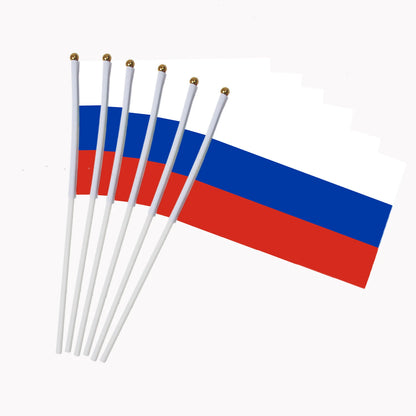 5pcs Stick Flag USA 14*21 cm Hand Held Mini Flag With White Pole Vivid Color and Fade Resistant Hand Held Stick Flags
