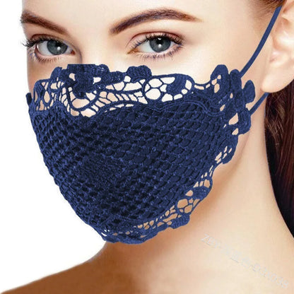 Face Mask Delicate Lace Applique And Face Protect Mouth Cover Beautiful Prints Facemask Dust-proof Masque Halloween Cosplay