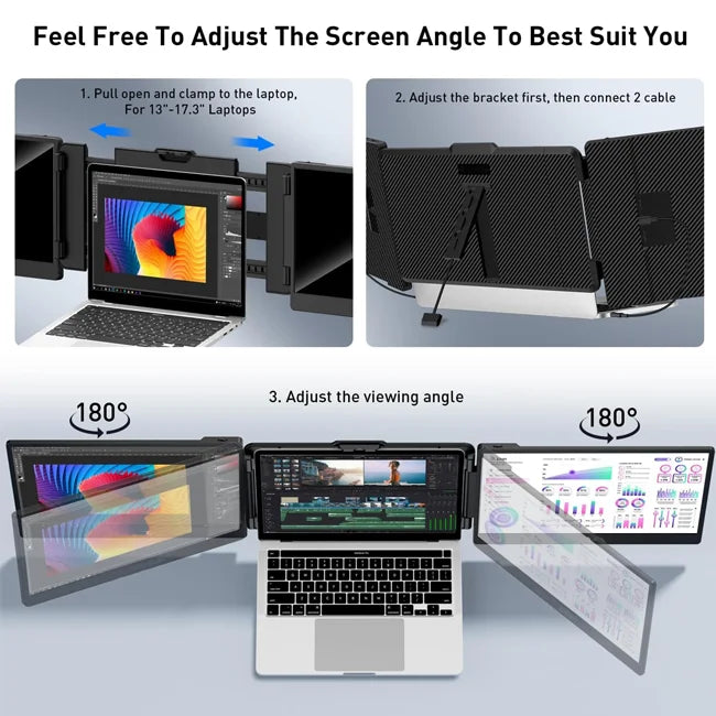 Direct Factory S2 Triple Laptop Screen Extender 14" HD 1080P IPS Dual Portable Monitor for Laptop