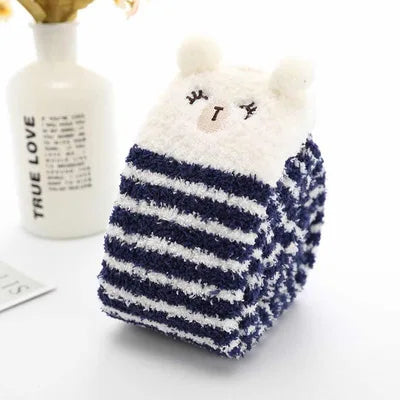 Japanese Mori Girl Animal Modeling Knee Socks Striped Cute Compression Autumn Winter Warm Sock Sleep Cozy Long Thigh High Socks