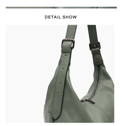 SC Luxury Women Cowhide Crossbody Bag Large Casual Shoulder Purse Wide Strap Handbag Female Daily 100% Genuine Leather Hobo Sack