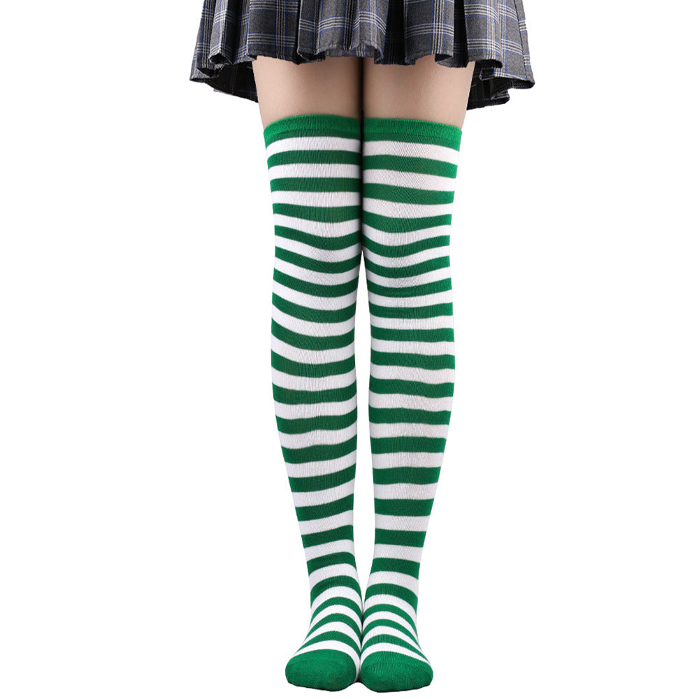 Womens Striped Thigh High Stockings Ladies Girls Black White pink Long Over Above Knee Socks femboy Cosplay Lolita Harajuku Y2k