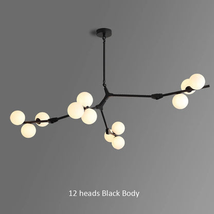 Modern Black Gold LED Chandelier 12/18/24 Glass Balls Ceiling Chandeliers Living Room Kitchen Bedroom Living Room Decoration