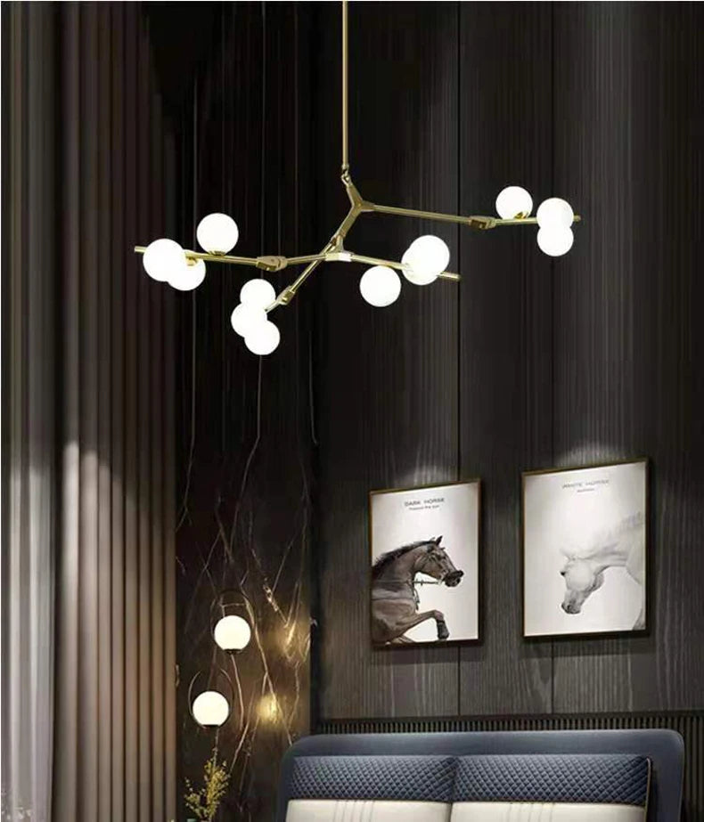 Modern Black Gold LED Chandelier 12/18/24 Glass Balls Ceiling Chandeliers Living Room Kitchen Bedroom Living Room Decoration