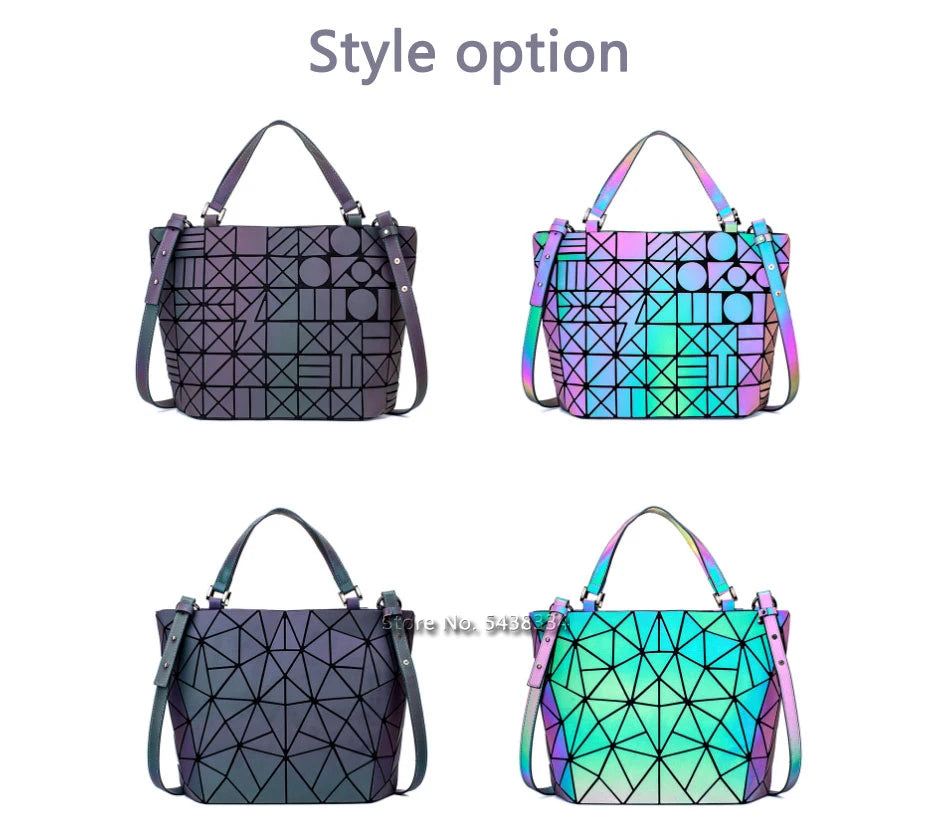 ladies Luminous  bag geometric bags for women 2024 Quilted Shoulder Bags Laser Plain Folding female Handbags bolsa feminina