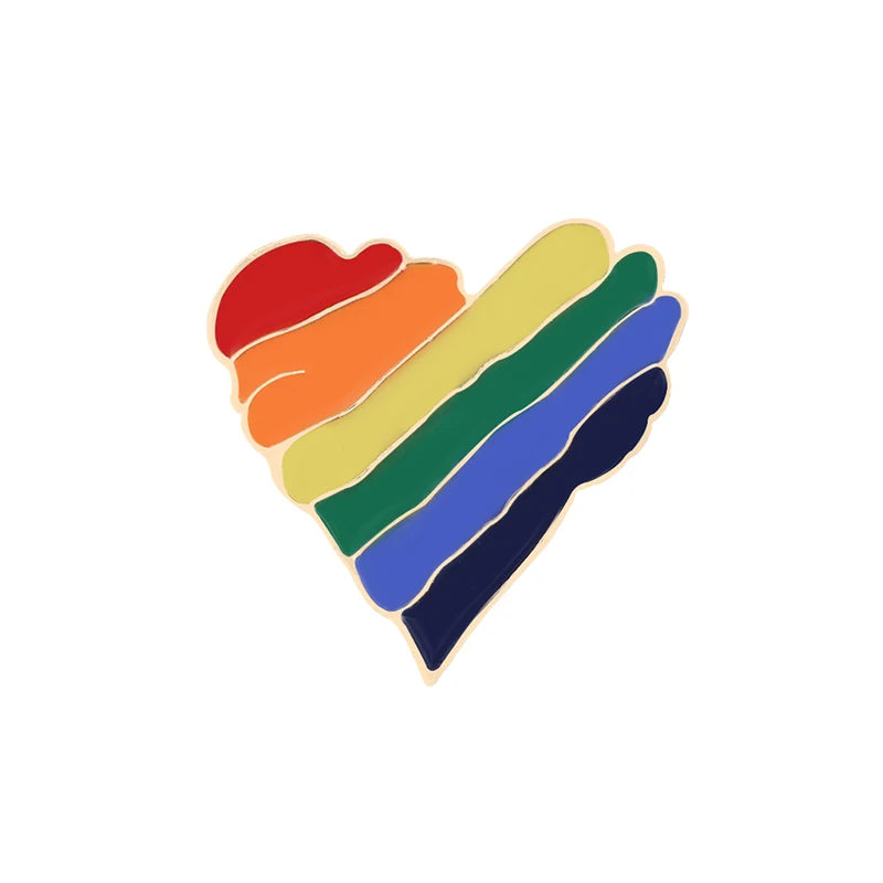 LGBT Flag Rainbow Heart Brooch Peace and Love Enamel Pins Clothes Bag Lapel Pin Gay Lesbian Pride Icon Badge Unisex Jewelry Gift
