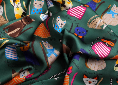 Spring and summer NEW Luxury Brand 90x90cm Silk Square Scarf Women Tie Hairband Cat printed Scarves Female Foulard scarf stores
